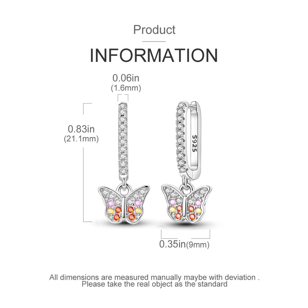 925 Sterling Silver Earrings Women Jewelry Butterfly Flower Dragonfly Zircon Hoop Ear Studs Sparkling Earring Wedding Gift
