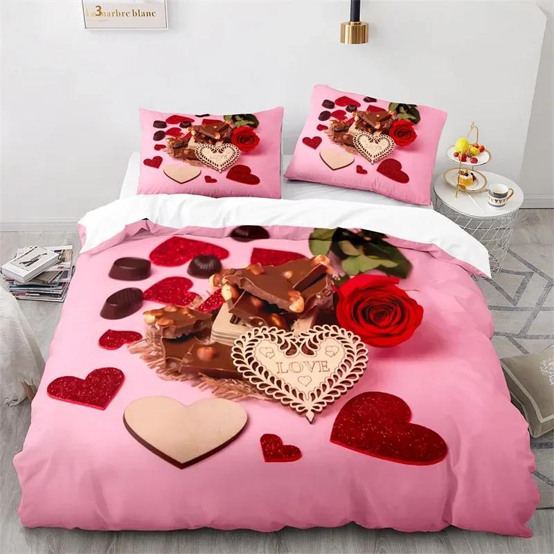 Rose Floral Duvet Cover Romantic Bedding Set Microfiber King Quilt Cover For Girl Adult Teen Wedding Valentine's Day Room Decor