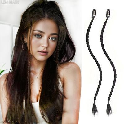 Synthetic Braids Front Side Bangs Long Braided Ponytail Extension Clip In Hair Extensions Straight Hairpieces For Women Cosplay