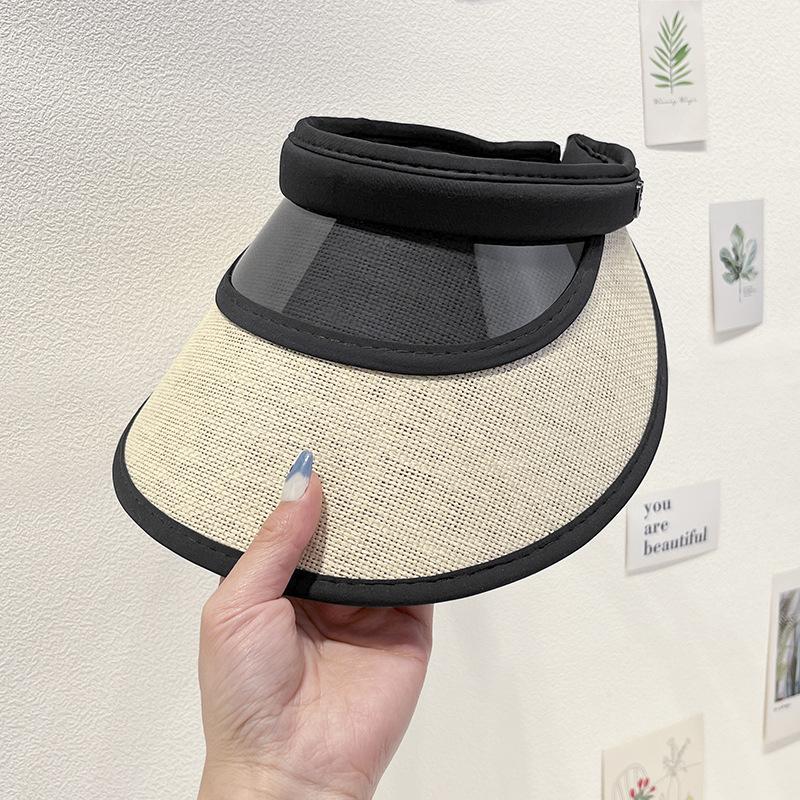Summer Sun Protection UV Hollow Top Straw Hat for Women's Travel and Vacation Big Edge Sunshade Sun Hat
