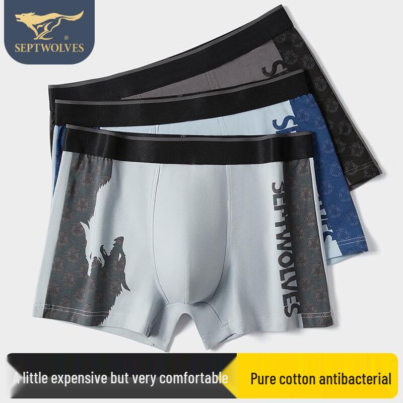 

Qipilang Men s Antibacterial Tai Chi Wolf Print Boxer Briefs L