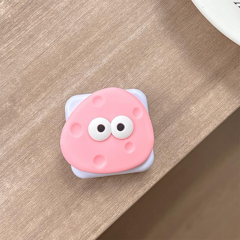 Cartoon Cute Mobile Phone Airbag Bracket Pasted Flip Mirror Telescopic Desktop Support Frame Portable Makeup Mirror Women'S Model