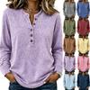 Women's Retro Long Sleeve Shirt V Neck Button Up Distressed Loose Fit Top