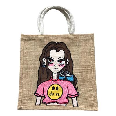 Jute Bag Handbag Small Cute Stylish Linen Tote Bag Basket Bag Summer Girl Jute [DIVA Rose] Women's (B)