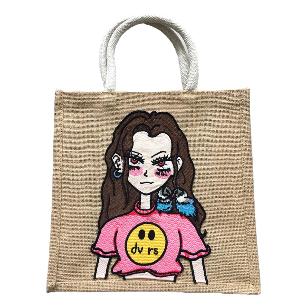 

Jute Bag Handbag Small Cute Stylish Linen Tote Bag Basket Bag Summer Girl Jute [DIVA Rose] Women s (B)