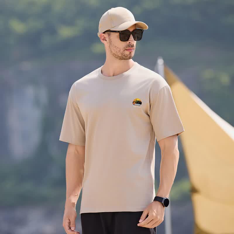 JEEP Men's 100% Cotton Breathable Crewneck Short Sleeve T-Shirt