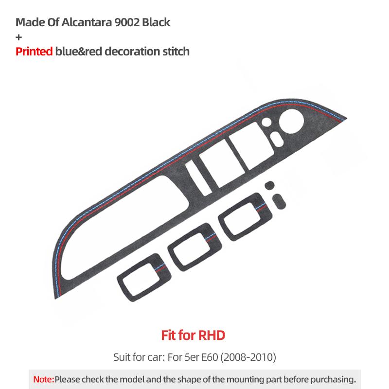 For BMW E60 Series 5 2008-2010 Made of Alcantara Car Interior Window Switch Lifter Panel Trim Performance Sticker Accessories