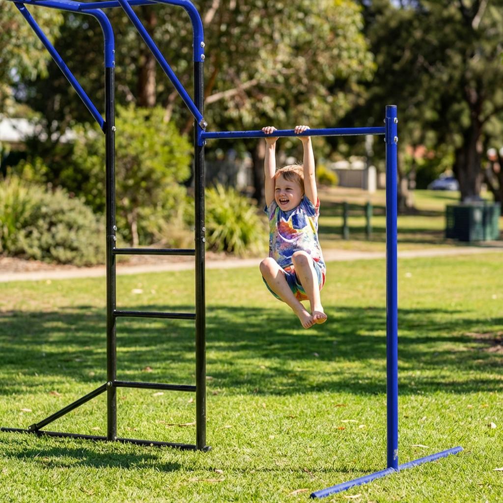 Klätterställning Utomhusklipptorn med Gymstång Pull-up-stång för Barn 3-8 År upp till 150 kg 250x190x180 cm Svart