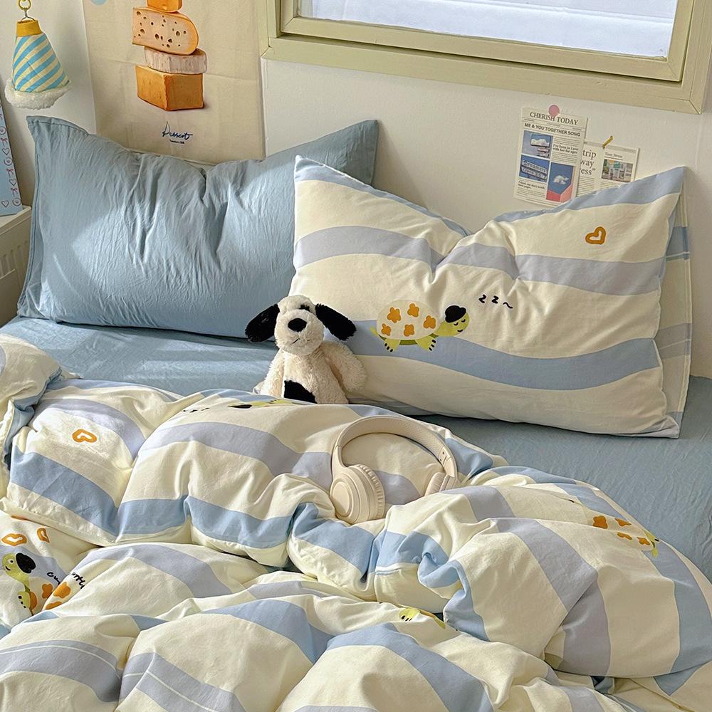 Cartoon Washed Cotton Pillowcases - Adult Spring Pair 48x74cm