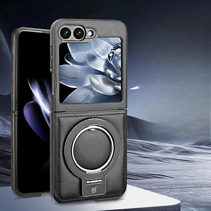 Folding Magnetic Suction Bracket Suitable for Samsung ZFlip5 Mobile Phone Case Business Zflip6 Drop-proof Full-inclusive 3/4 Generation 5 Leather Case