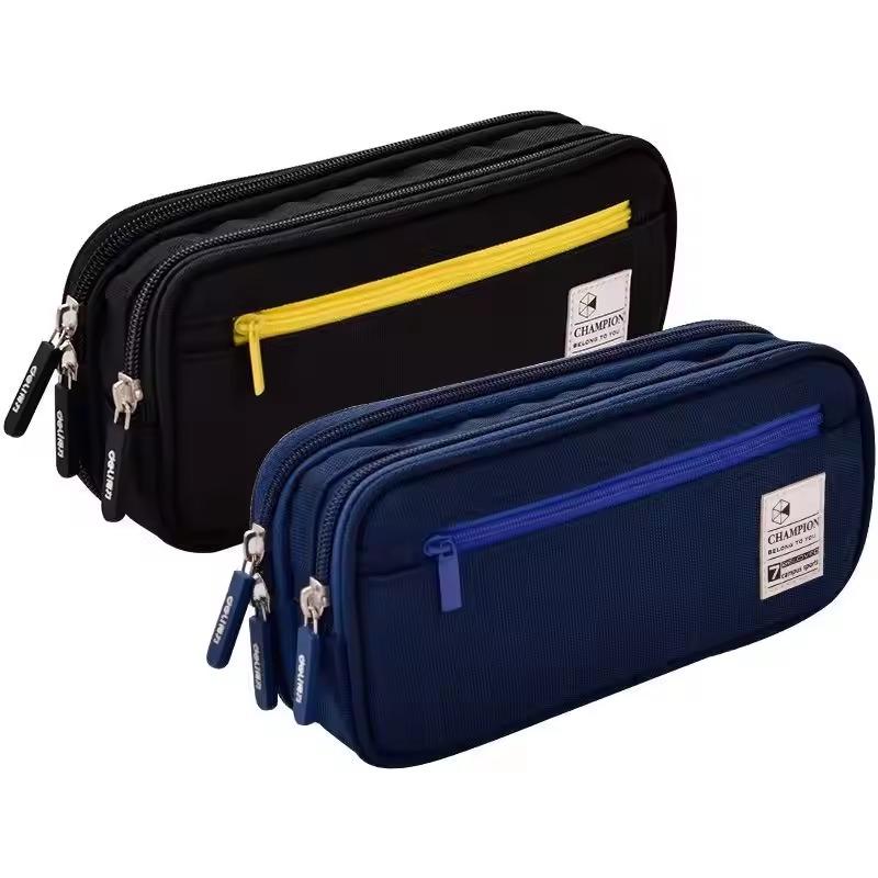 Double-Layered Pencil Case Large Capacity Pen Pouch Multiple Zipper Layers Pencil Box Student School Supplies