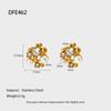Retro-plated 18K gold stainless steel imitation pearl set bow flower stud earrings necklace non-fading jewelry