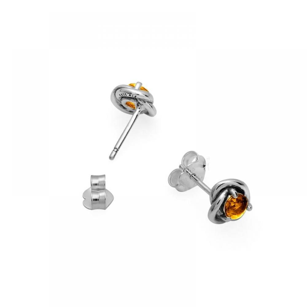 Pandora 292334c04 Moment November Birthstone Honey Eternity Circle Stud Silver Earrings