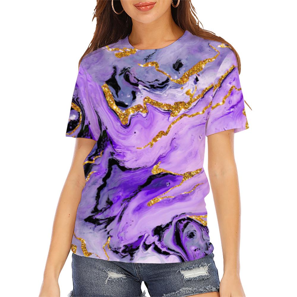 Spring and summer new women's printed casual round-neck short-sleeve loose pullover T-shirt