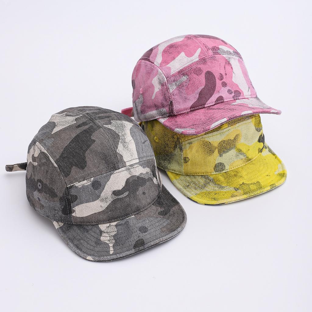 New American Style Dirty Camouflage Solid Color Short Brim Baseball Cap Men Women Outdoor Street Hip Hop 5-Panel Skateboard Cap