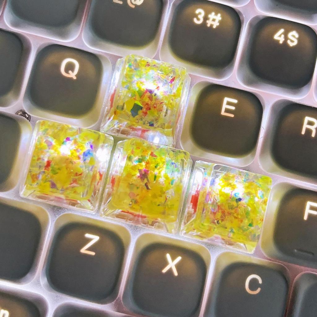 Translucent Resin Shell Paper Keycaps for Mechanical Keyboards