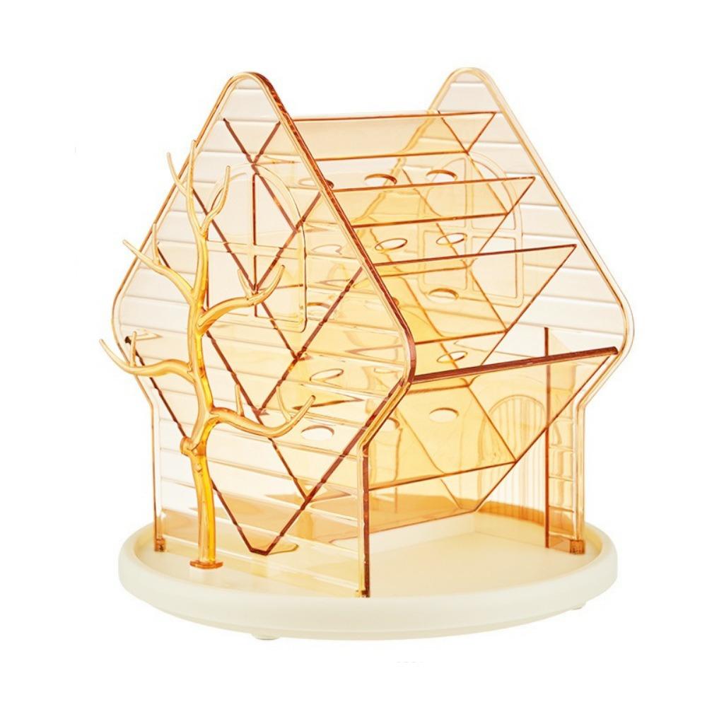 

Large Capacity 360° Rotating Makeup Organizer Divided Non-Slip Cosmetic Storage Box Plastic Space Saving Makeup Storage Rack золотой