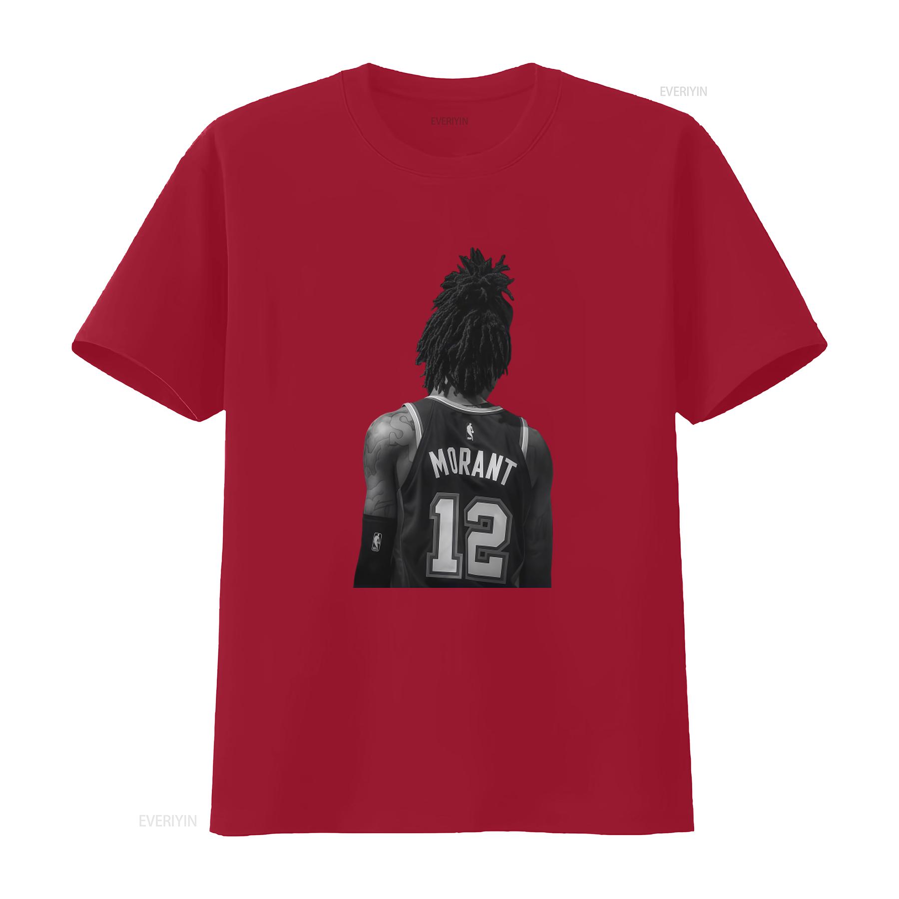 

Classic Vintage Jamorant 12 Back T Shirt Morant Black Memphis Basketball vintage Washed fashion Breathable streetwear Casual S