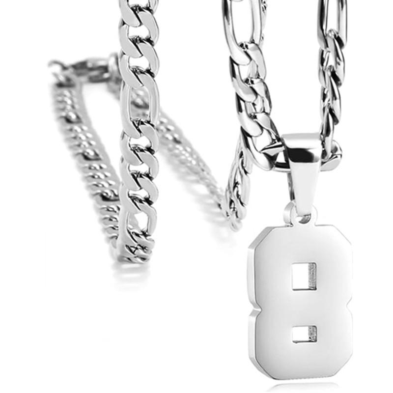 Men's Athlete Stainless Steel Sports Digital Necklace Baseball/Basketball/Soccer Team Inspiration Jewelry Spot