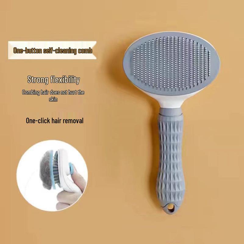 

Custom Cat & Dog Grooming Comb - Removes Loose Hair, Detangles Long Fur, and Cleans with Ease Soft rubber handle - OPP bag серый