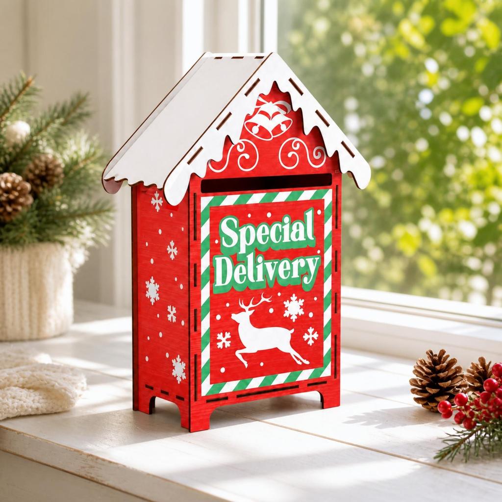 Freestanding Wooden Christmas Mailbox Long-Lasting Santa