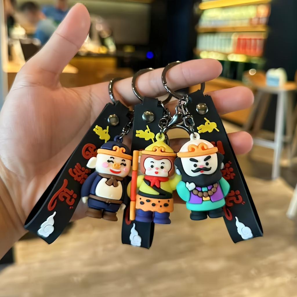 Cartoon Journey To The West Keychain Student School Bag Pendant Doll Machine Blind Box Doll Street Stall Small Gift