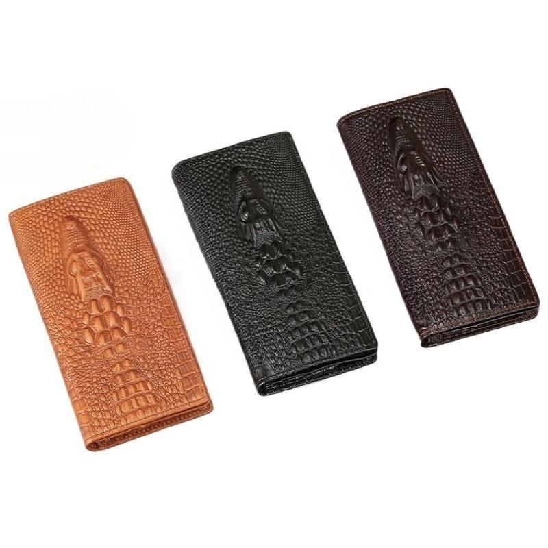 Luxury Crocodile Head Leather Long Bifold Wallet - Premium Multi-card slot Wallets for Men, Elegant Gift Wallet for Daily Use