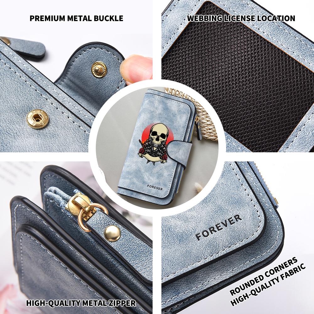 Skull Pattern Long Wallet Large Capacity Multi Card Slot Fashion Purse