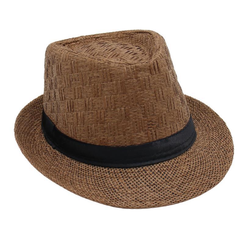 

Ins Breathable Straw Hat Short Brim Vacation Visor Sanya Jazz Hat Men S And Women S Summer Top Hat European And American Cool Hat Trendy One size fits all темно-коричневого кольору