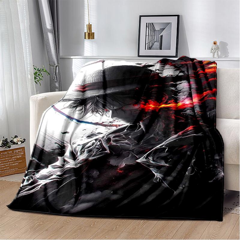 3D One P-Piece Cartoon Anime Flannel Blanket Soft Warm Throw Blanket for Bedroom Living Room Bed Camping Picnic Office Kids Gift
