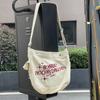 Simple Canvas Bag Large Capacity Shoulder Bag Women's Embroidered Tote Bag Bucket Bag