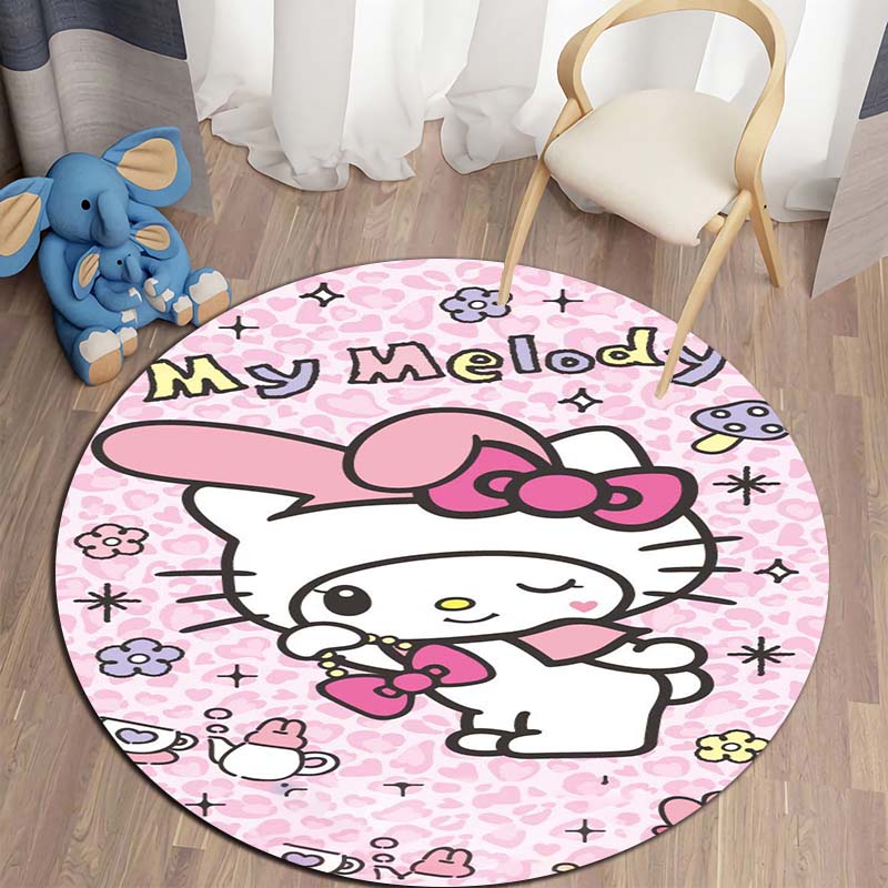 This My Melody Cartoon Round Rug Can Be Used To Decorate Living Rooms, Bedrooms, Sofas, and Playrooms; It Is A Non-slip Rug.
