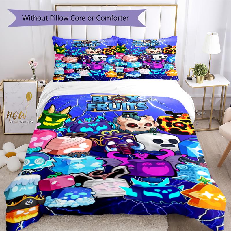 3pcs Blox Fruits Bedding Set Duvet Cover Closure Includes 1 Duvet Cover & 2 Pillowcases, Soft and Comfortable for All Seasons.