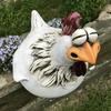 Chicken Sitting On Fence Decor Garden Statues for Fences Rooster Wall Art Yard Sculptures Farm Patio Lawn Decoration
