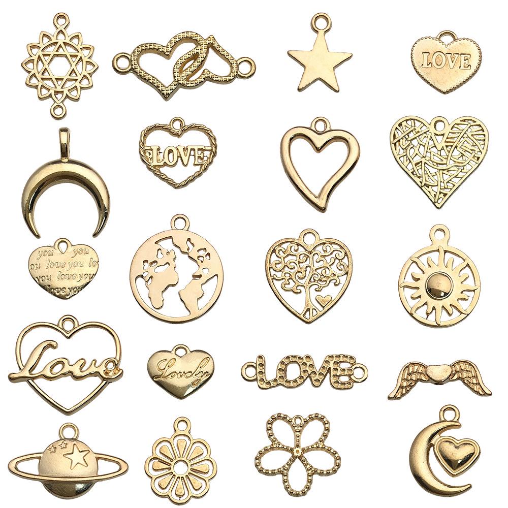 

European & American KC Gold Heart & LOVE Pendant for DIY Bracelets & Necklaces