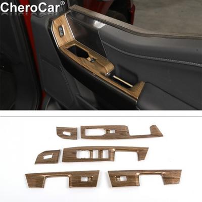 6x Panneau de garniture de bouton de commande de lève-vitre aspect bois pour Ford F150 F-150 21+