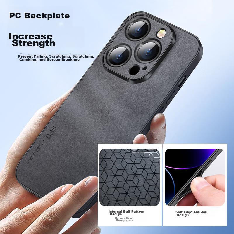 IPhone 14 Pro Case, Apple 14 Pro Protective Cover, Shockproof, Full Lens Protection, Luxury Lambskin, Simple Silicone,n, Black Leather Case