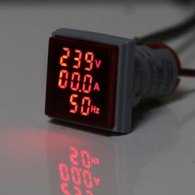 Dijital 3in1 AC Voltmetre Ampermetre Frekans Ölçer Göstergesi 60-500V 0-100A 20-75Hz 22mm Sinyal