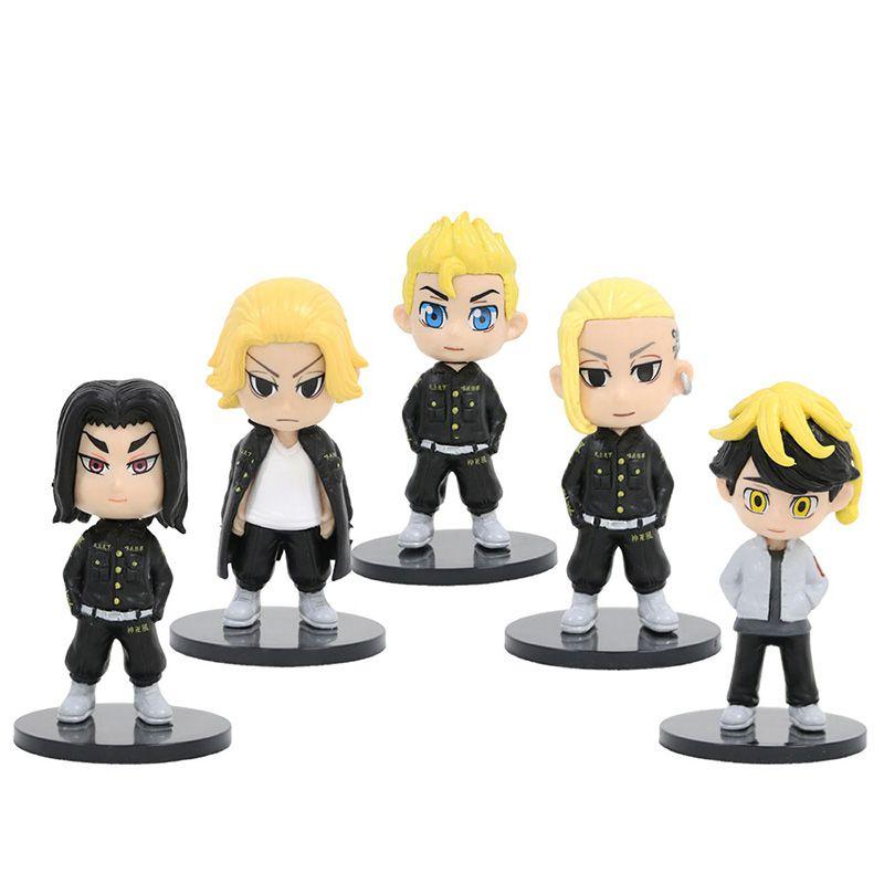 5 Stück Tokyo Revengers Actionfigur Modell Spielzeug mit Manjiro Mikey Draken Takemichi in Hoher Qualität PVC