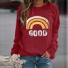 Women's Sweater Crew Neck Casual Loose Pullover Printed Long Sleeve Comfortable Long Sleeve T-Shirt