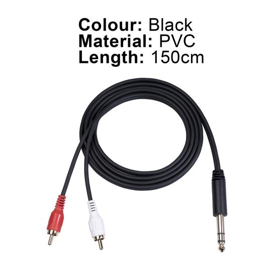 Professional 6.35mm Male to Dual RCA Male Audio Cable HiFi Stereo Aux Adapter for Mixer