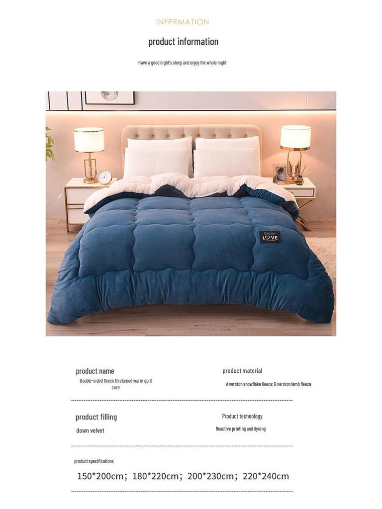 Winter Lammwoll-Samt-Steppdecke: Doppelseitige Fleecedecke - Warme Baumwolle, Doppelgröße, Ideales Geschenk