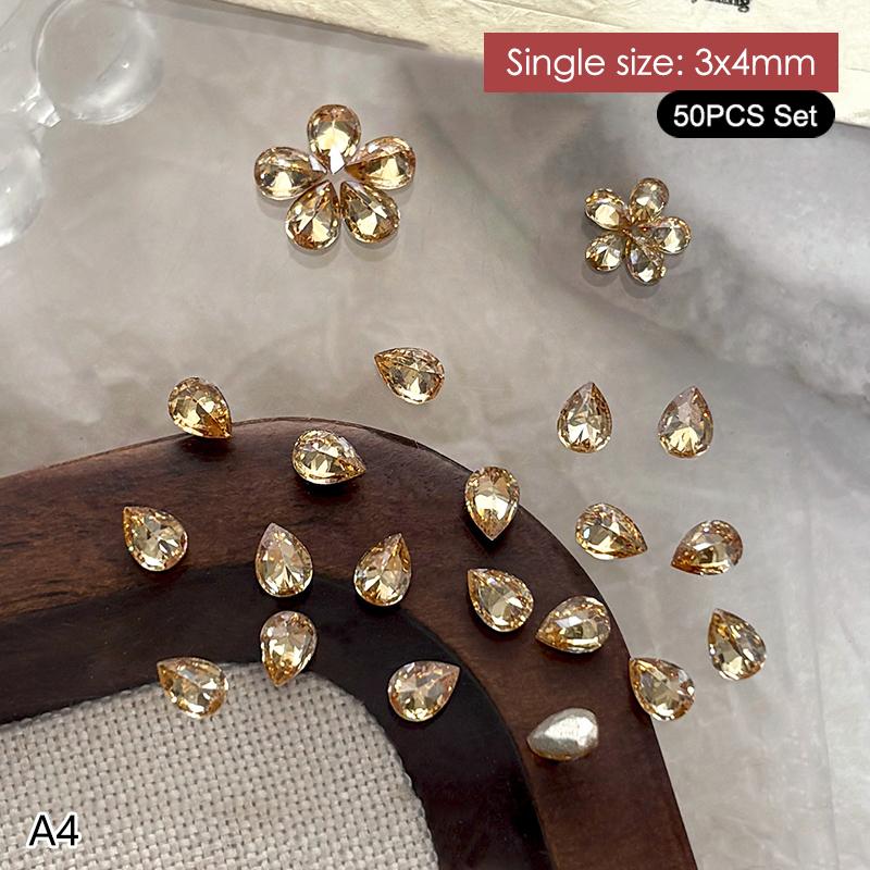 50 Stück Mehrfarbige Mini-Wassertropfen Zirkon Nail Art Strasssteine 3D Flachboden Kristallsteine Maniküre Dekoration