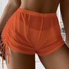 Yousheng Side Drawstring Cintura Alta Elástico Natação Calções Mulheres Transparentes Biquíni Shorts Beachwear