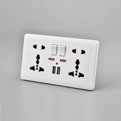 Priză de perete Depoguye Albă cu mufă USB, Priză de alimentare universală cu 10 găuri, Prize și întrerupătoare, Priză cu încărcare USB AC110V-250V