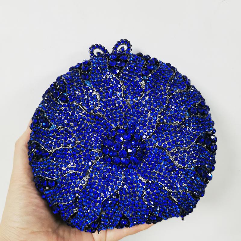 WHTUOHENG Sunflower Evening Rhinestone Women Clutch Bags Multicolored Round Crystal Bag Luxury Diamond Party Purses Minaudere