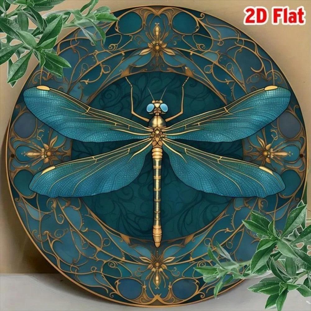 

Vintage Dragonfly Metal Wall Art 8x8 Inches Round Aluminum Sign Golden Garden Decor 20x20 разноцветный