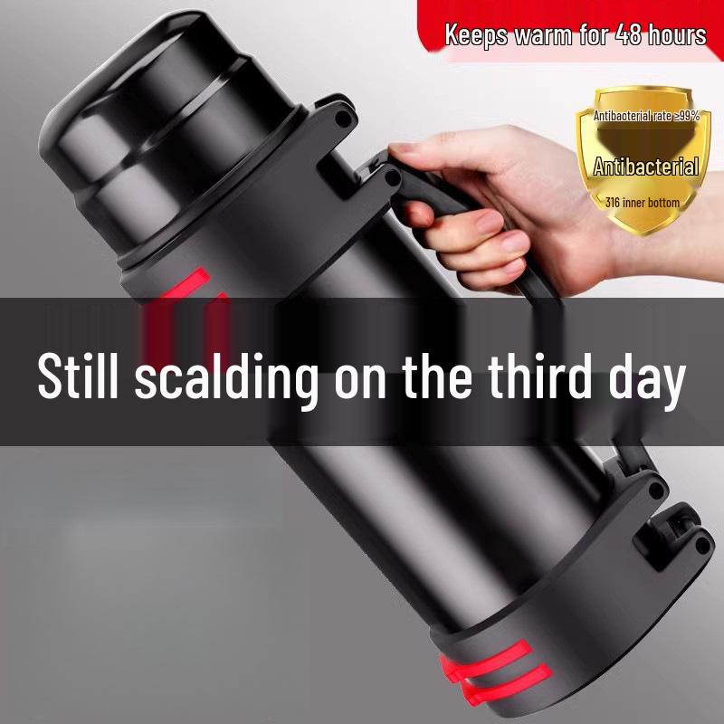 Large 5L Stainless Steel Insulated Thermos for Men - Portable Outdoor Travel Water Bottle