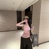 Irregular streamer sling vest women's summer wear beautiful back French pink high-end sleeveless neck top