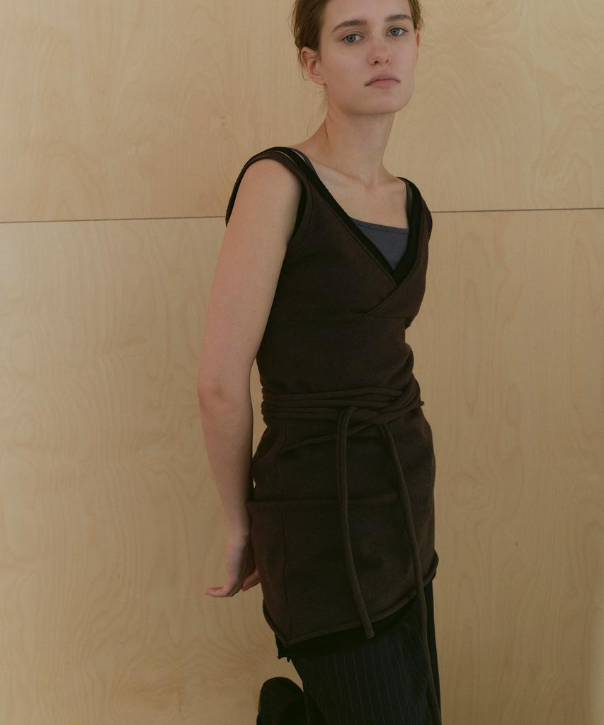 CACELE Raw Cut Strap Dress, Brown